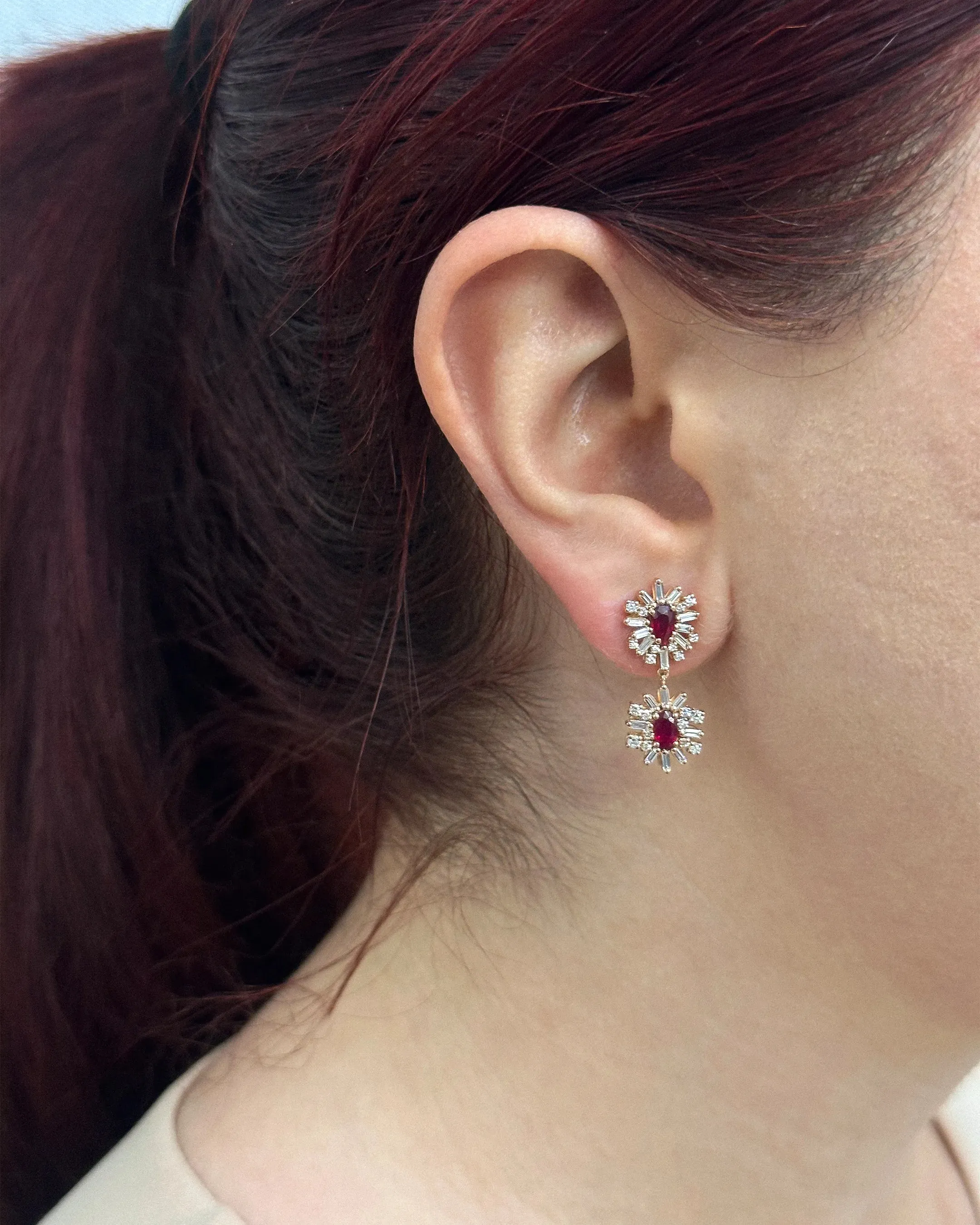 One of a Kind Mini Ruby Drop Earrings