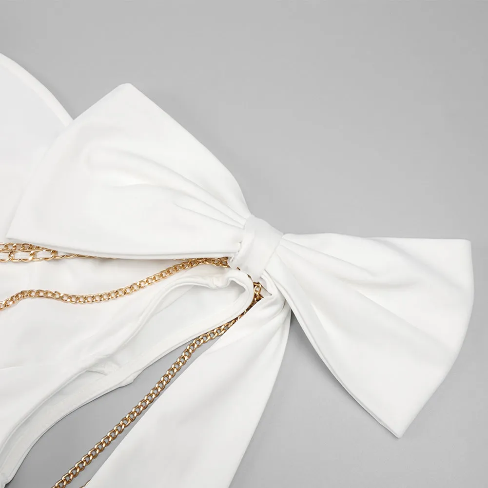 One Shoulder Sleeveless Bowknot Maxi Bodycon Dress BD2431