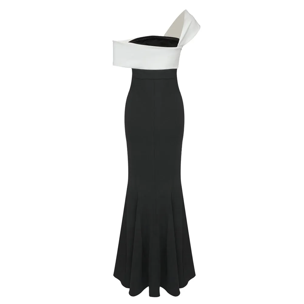 One Shoulder Sleeveless Slit Maxi Bodycon Dress BD2452