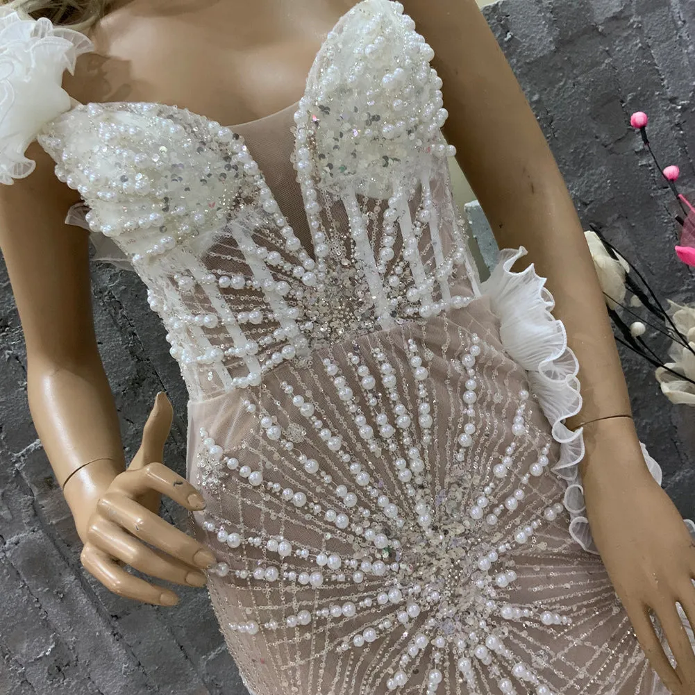One Shoulder Sleeveless Spidery Shape Maxi Bodycon Dress HT9950