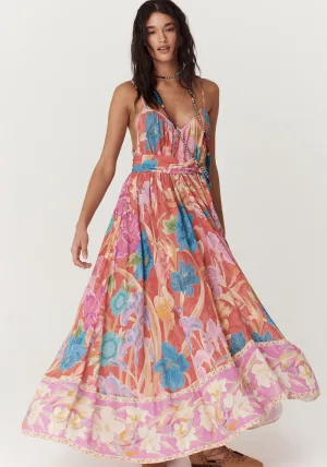Painters Garden Strappy Maxi Dress - Crimson