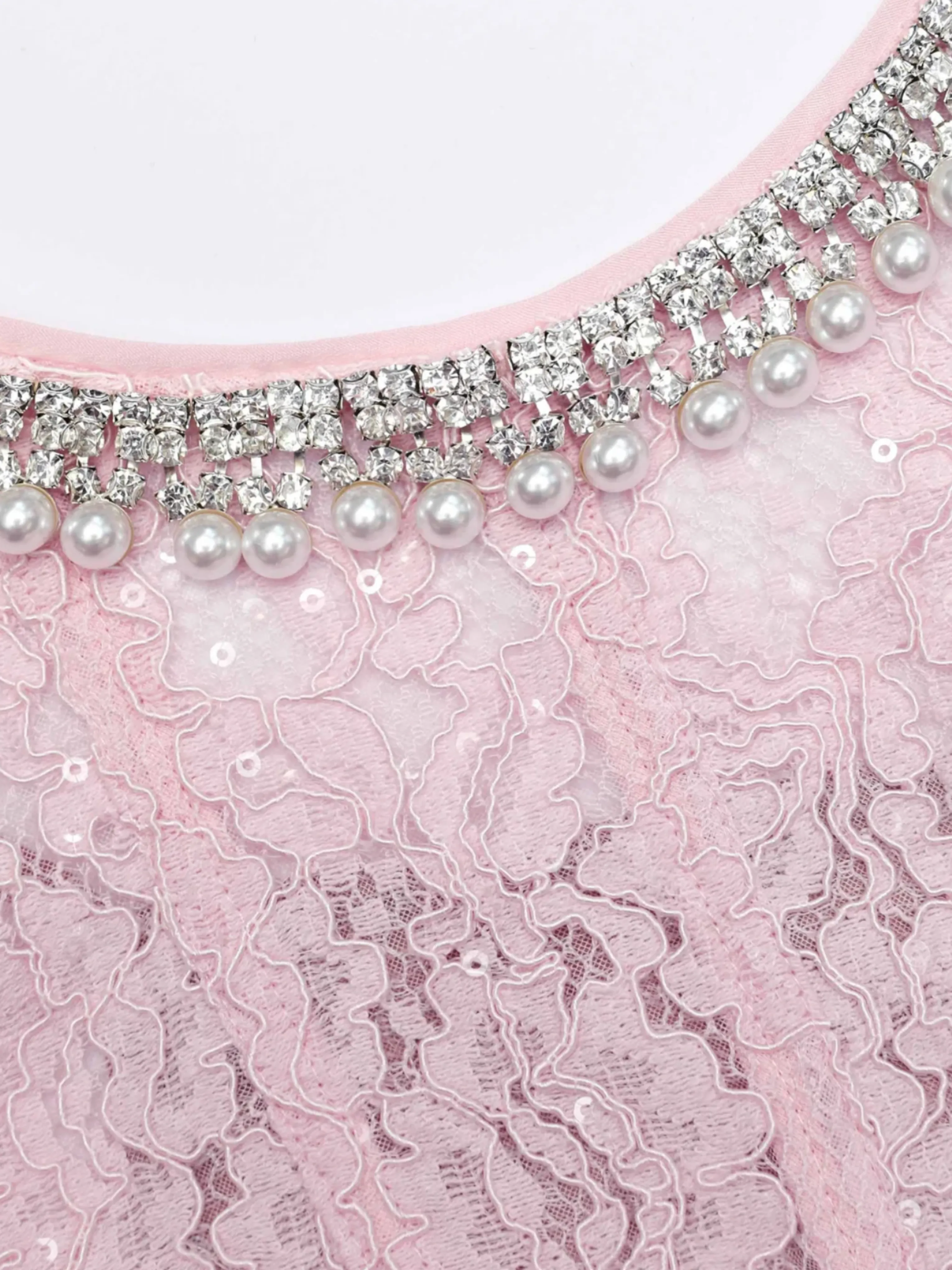 Pink Lace Embellished Midi Dress