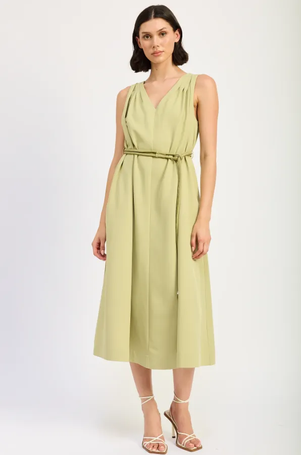 Pleated Maxi w/ Leather Belt