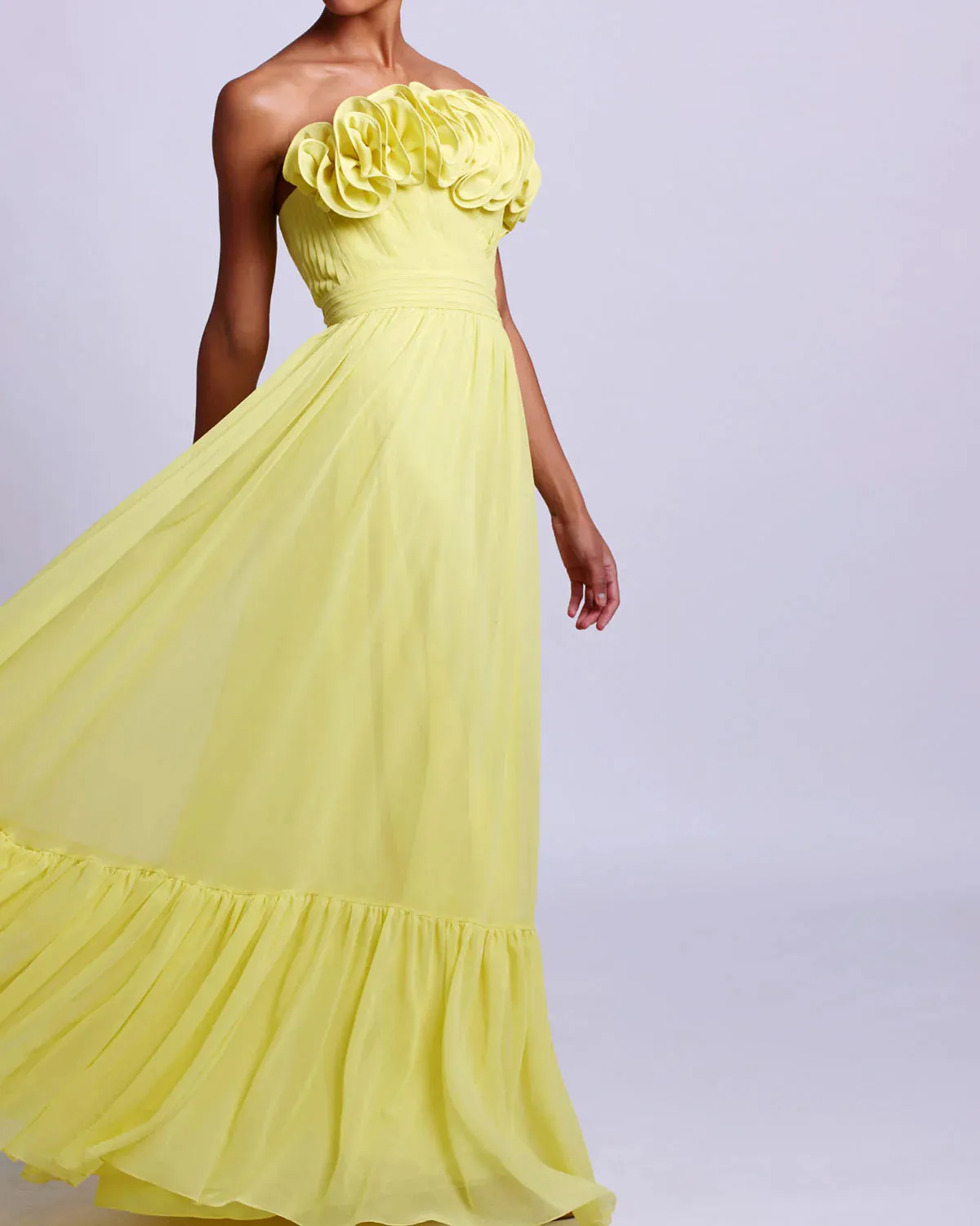 Pleated Strapless Maxi Dress