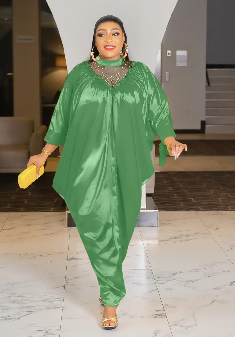 Posh Aunty- Mesh Beaded Kaftan Maxi Dress (4 colors)