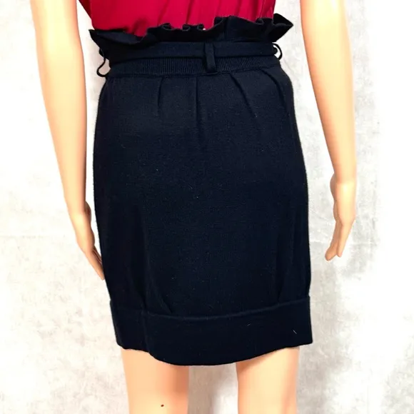 Qi Black Mini Pencil Skirt with Tie Front