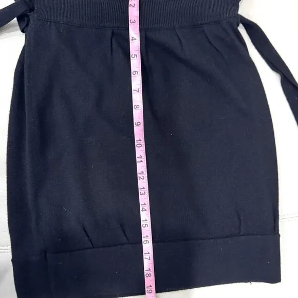 Qi Black Mini Pencil Skirt with Tie Front