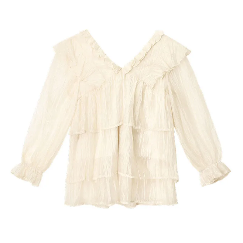 "APRICOT CHIFFON FLARE SLEEVE" SHIRT D070413
