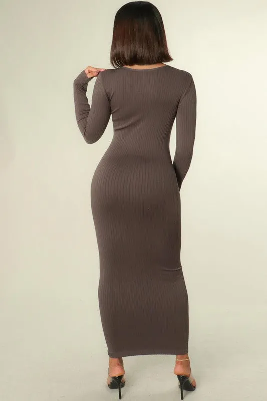 "Hot Mama" Stretch Midi Dress - Charcoal