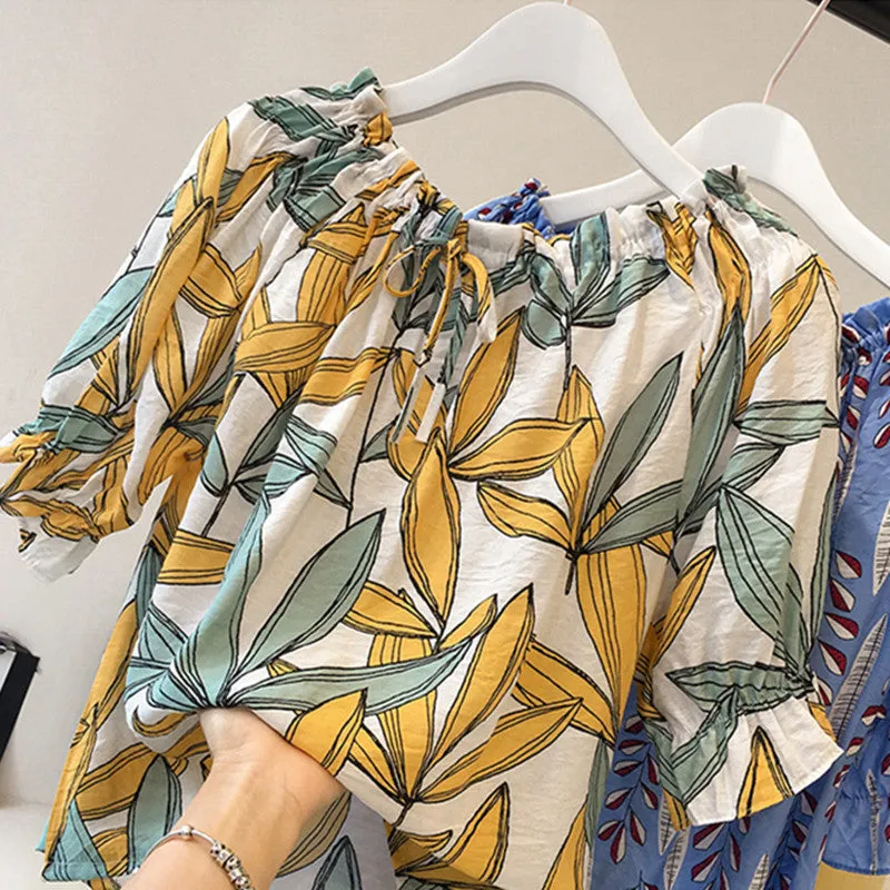 "LEAF PRINT" CHIFFON SHIRT K070902