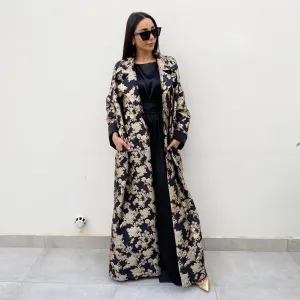 RAM20 PARIS BLACK & GOLD BROCADE LINED OVERCOAT