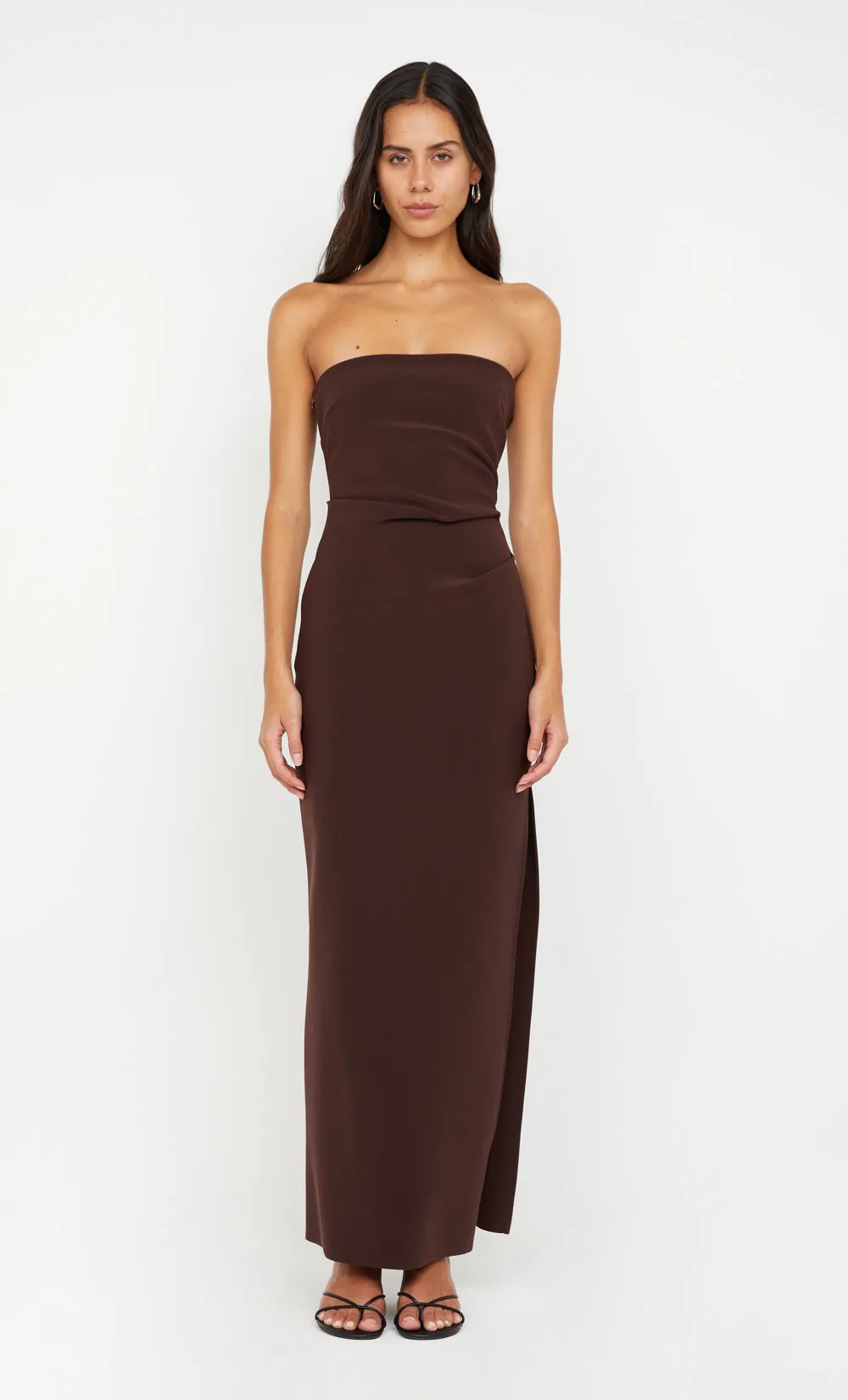 REINA STRAPLESS MAXI DRESS - DARK CHOCOLATE