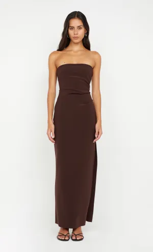 REINA STRAPLESS MAXI DRESS - DARK CHOCOLATE