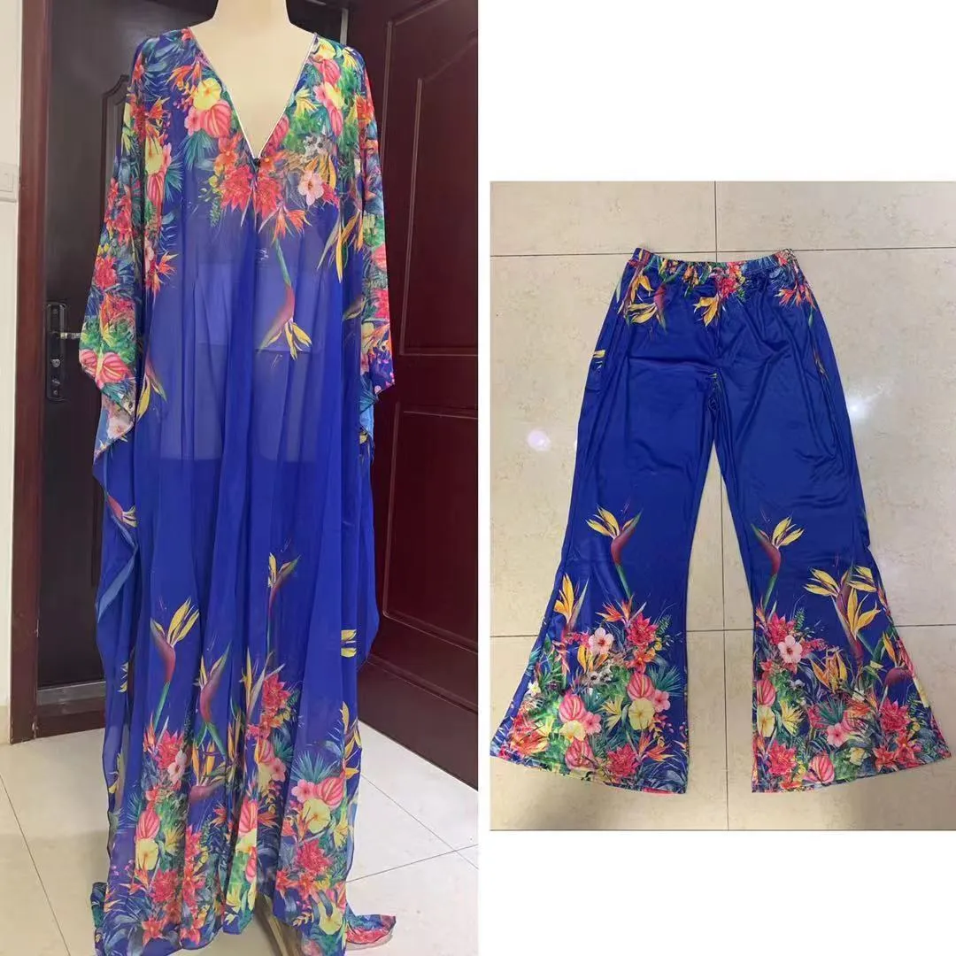Rich Queen Florals- 2pc KIMONO TOP/Pant SET (NEW)