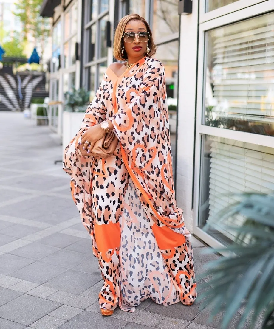 Rich Queen Vibes- 2pc Kaftan Top/Pant SET (Blue)