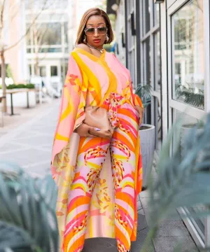 Rich Queen Vibes- 2pc Kaftan Top/Pant SET (Pink)