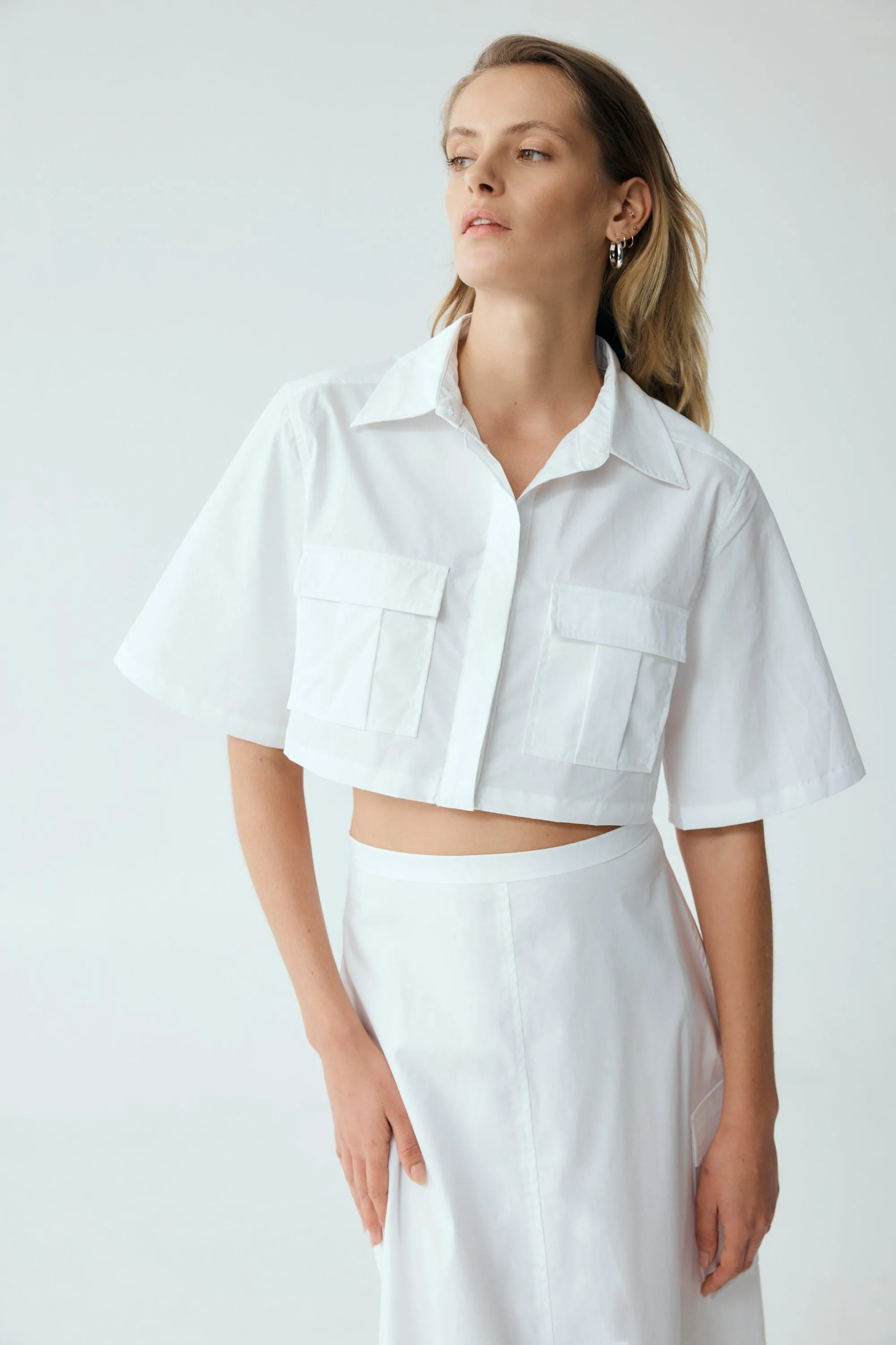ROAM CROP SHIRT | WHITE