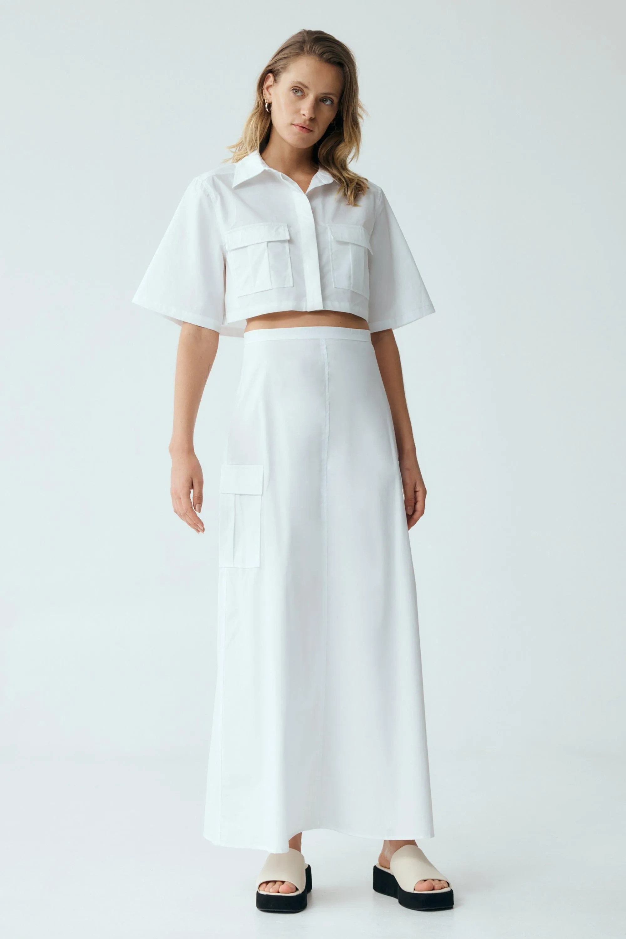 ROAM CROP SHIRT | WHITE