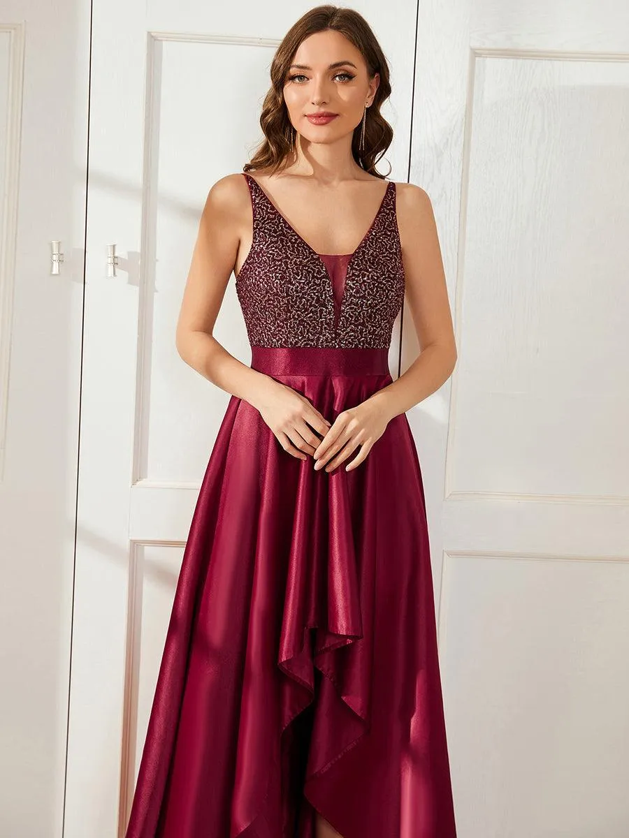 Robe de Bal Scintillante Sexy avec Dos Nu et Ourlet Irrégulier