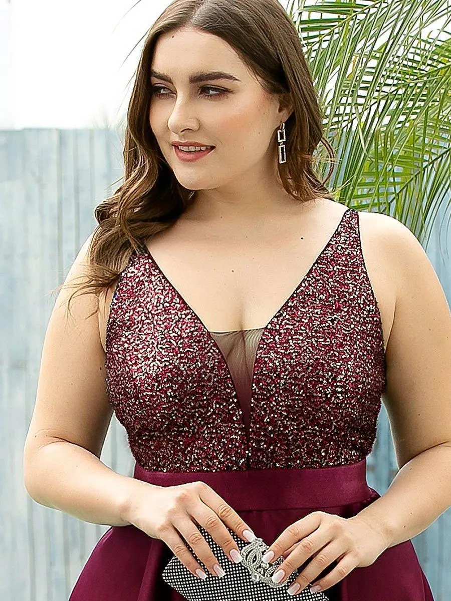 Robe de Bal Scintillante Sexy avec Dos Nu et Ourlet Irrégulier