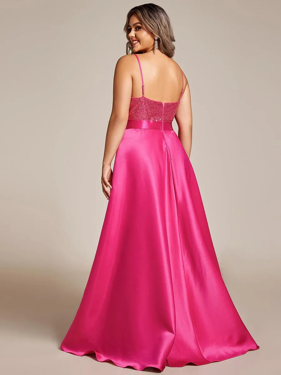 Robe de Bal Scintillante Sexy avec Dos Nu et Ourlet Irrégulier