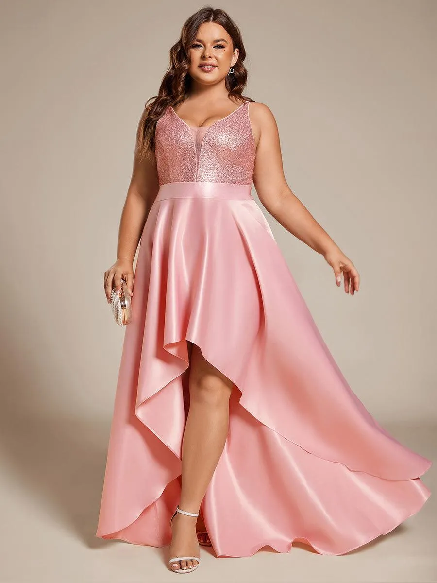 Robe de Bal Scintillante Sexy avec Dos Nu et Ourlet Irrégulier