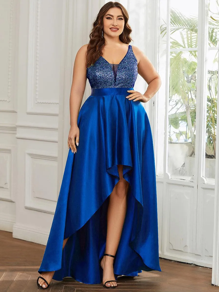 Robe de Bal Scintillante Sexy avec Dos Nu et Ourlet Irrégulier