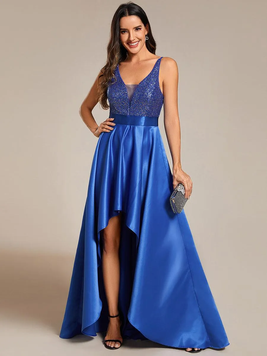 Robe de Bal Scintillante Sexy avec Dos Nu et Ourlet Irrégulier