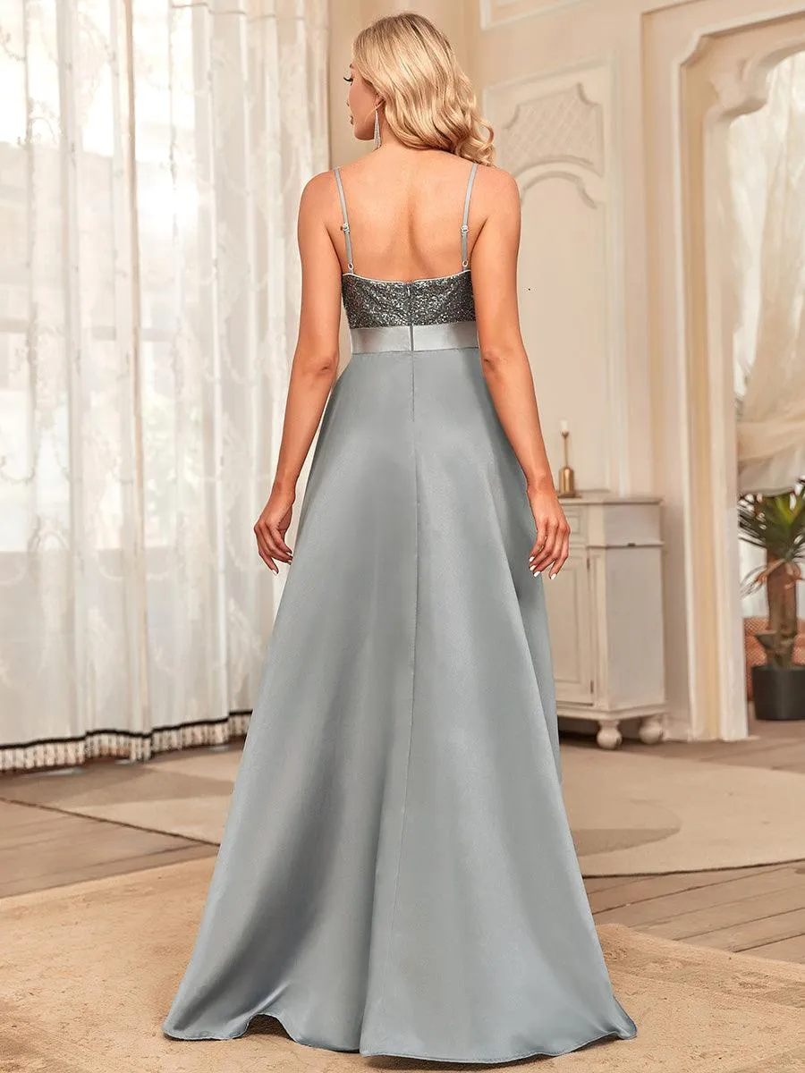 Robe de Bal Scintillante Sexy avec Dos Nu et Ourlet Irrégulier