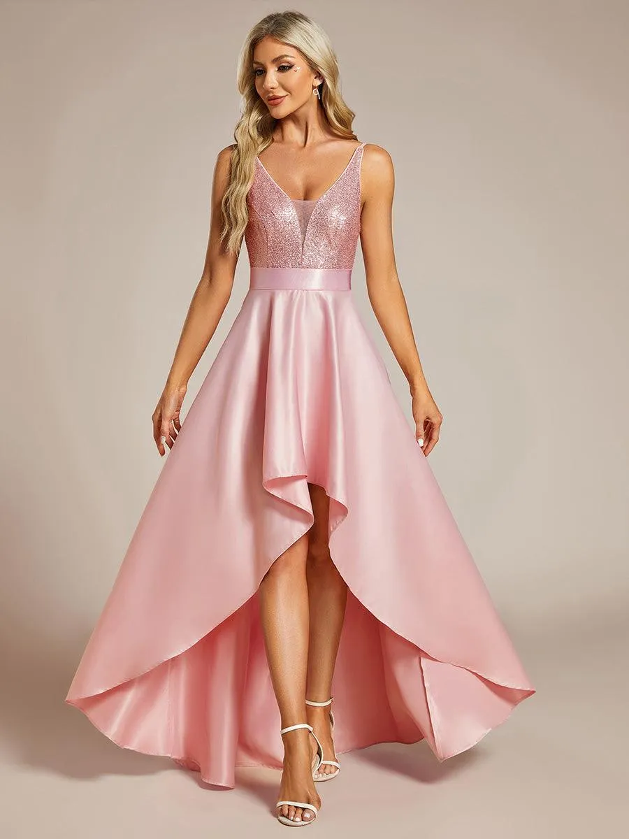Robe de Bal Scintillante Sexy avec Dos Nu et Ourlet Irrégulier