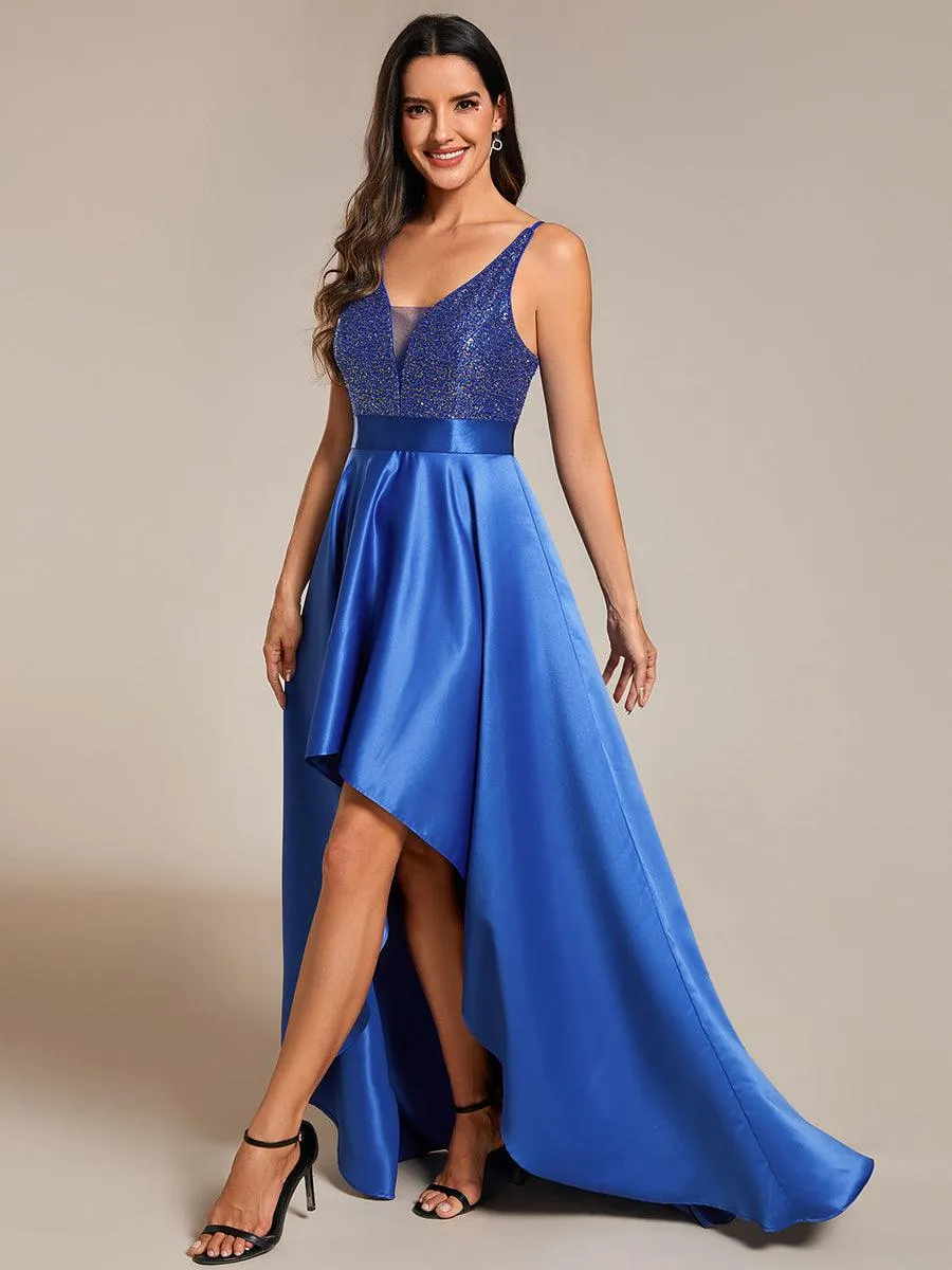Robe de Bal Scintillante Sexy avec Dos Nu et Ourlet Irrégulier