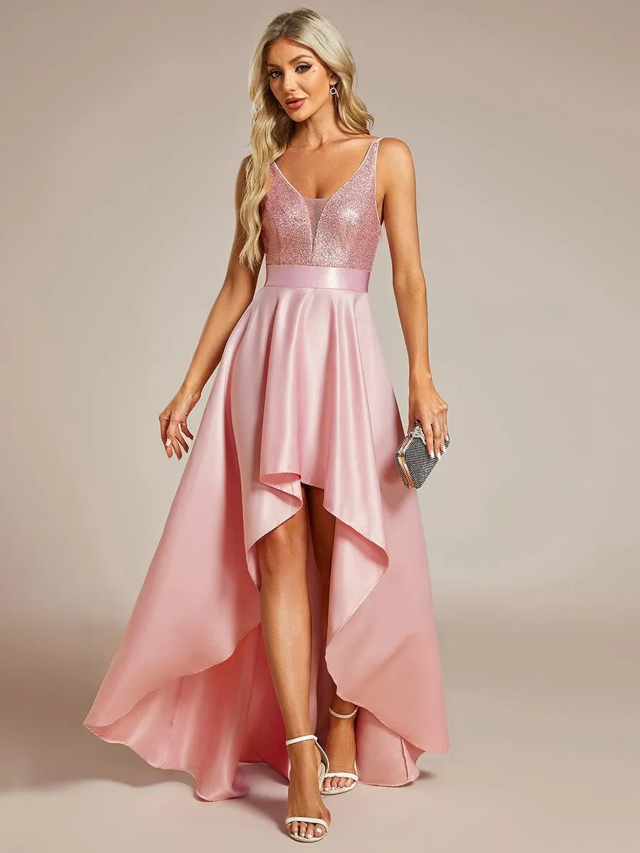 Robe de Bal Scintillante Sexy avec Dos Nu et Ourlet Irrégulier