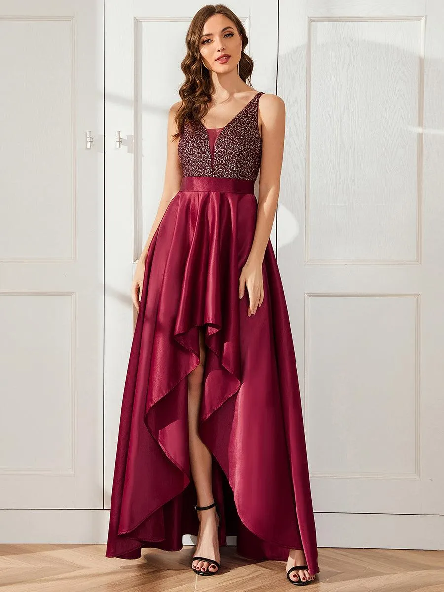 Robe de Bal Scintillante Sexy avec Dos Nu et Ourlet Irrégulier