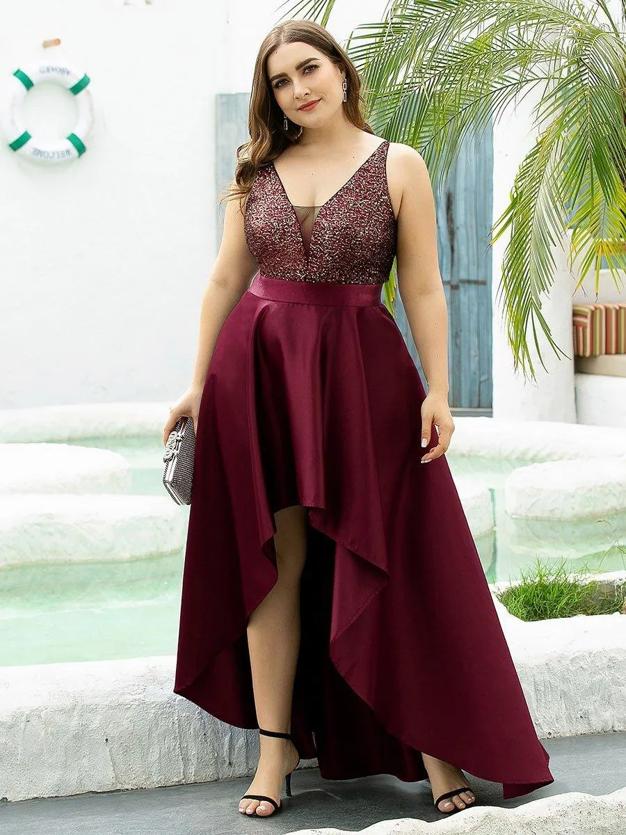 Robe de Bal Scintillante Sexy avec Dos Nu et Ourlet Irrégulier