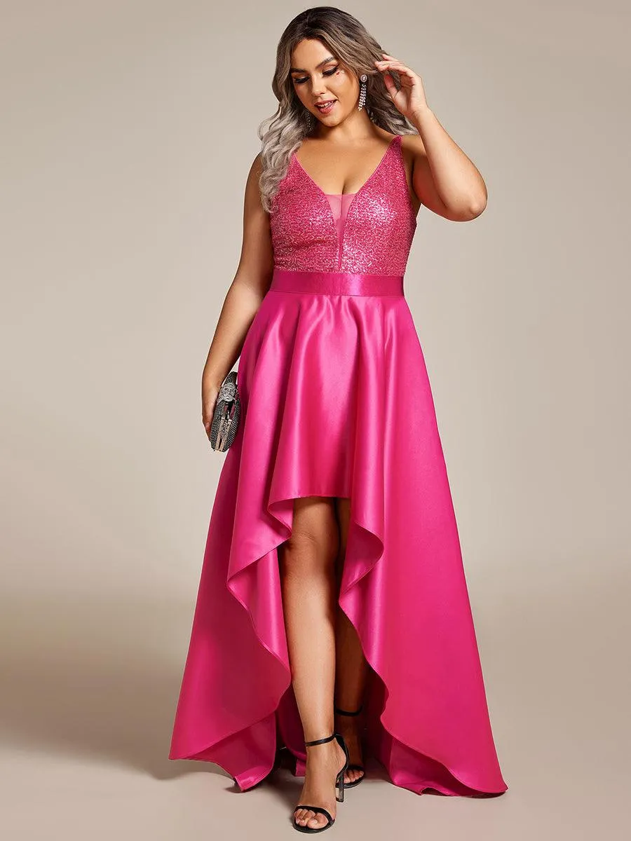 Robe de Bal Scintillante Sexy avec Dos Nu et Ourlet Irrégulier
