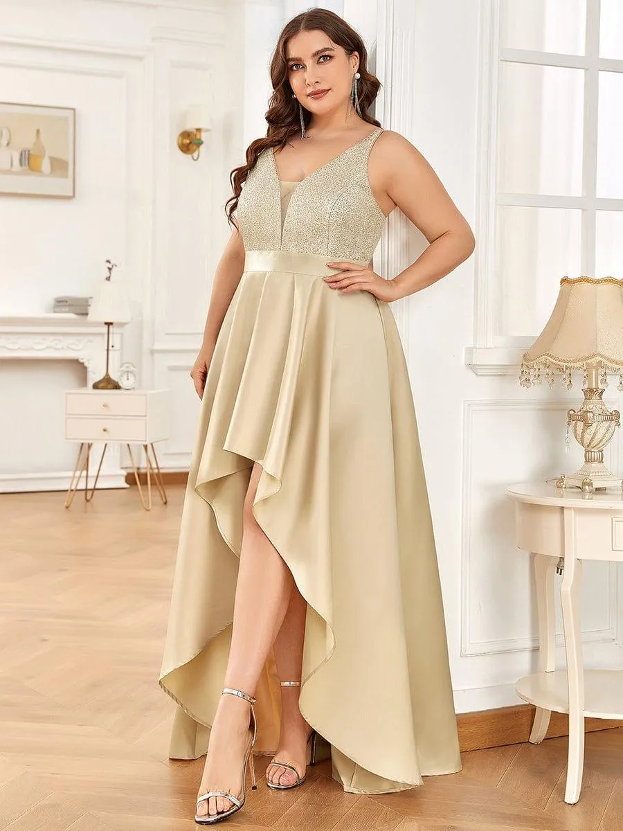 Robe de Bal Scintillante Sexy avec Dos Nu et Ourlet Irrégulier