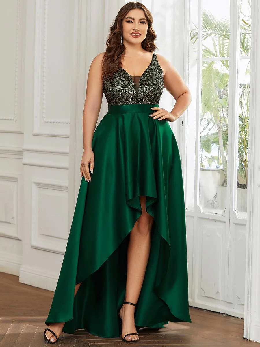 Robe de Bal Scintillante Sexy avec Dos Nu et Ourlet Irrégulier