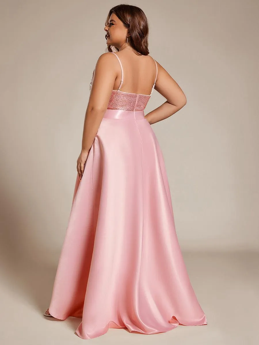 Robe de Bal Scintillante Sexy avec Dos Nu et Ourlet Irrégulier
