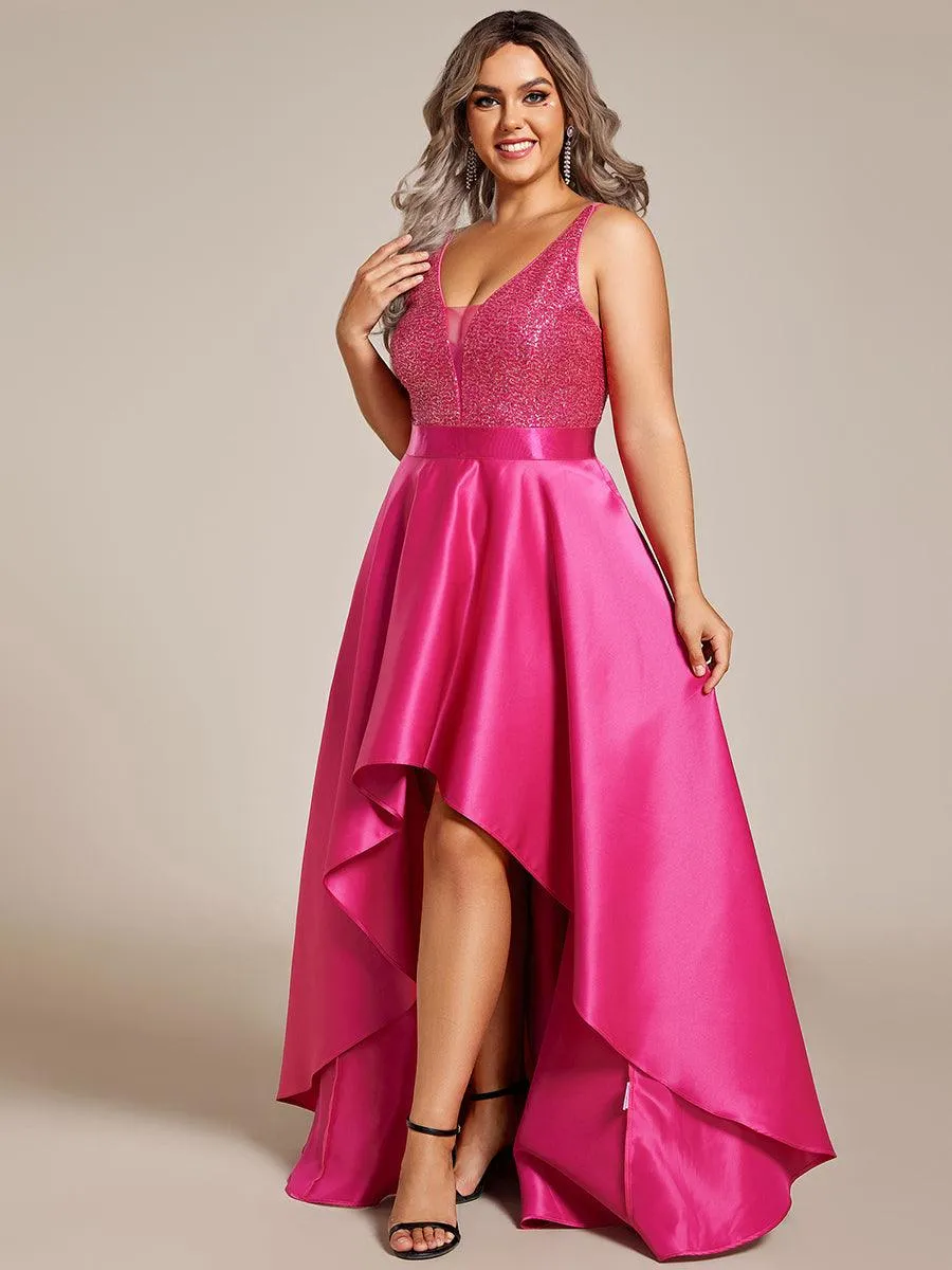 Robe de Bal Scintillante Sexy avec Dos Nu et Ourlet Irrégulier