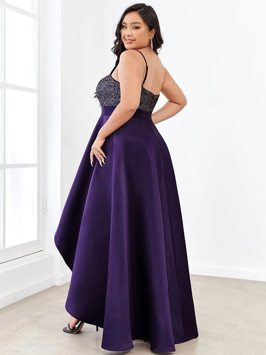 Robe de Bal Scintillante Sexy avec Dos Nu et Ourlet Irrégulier