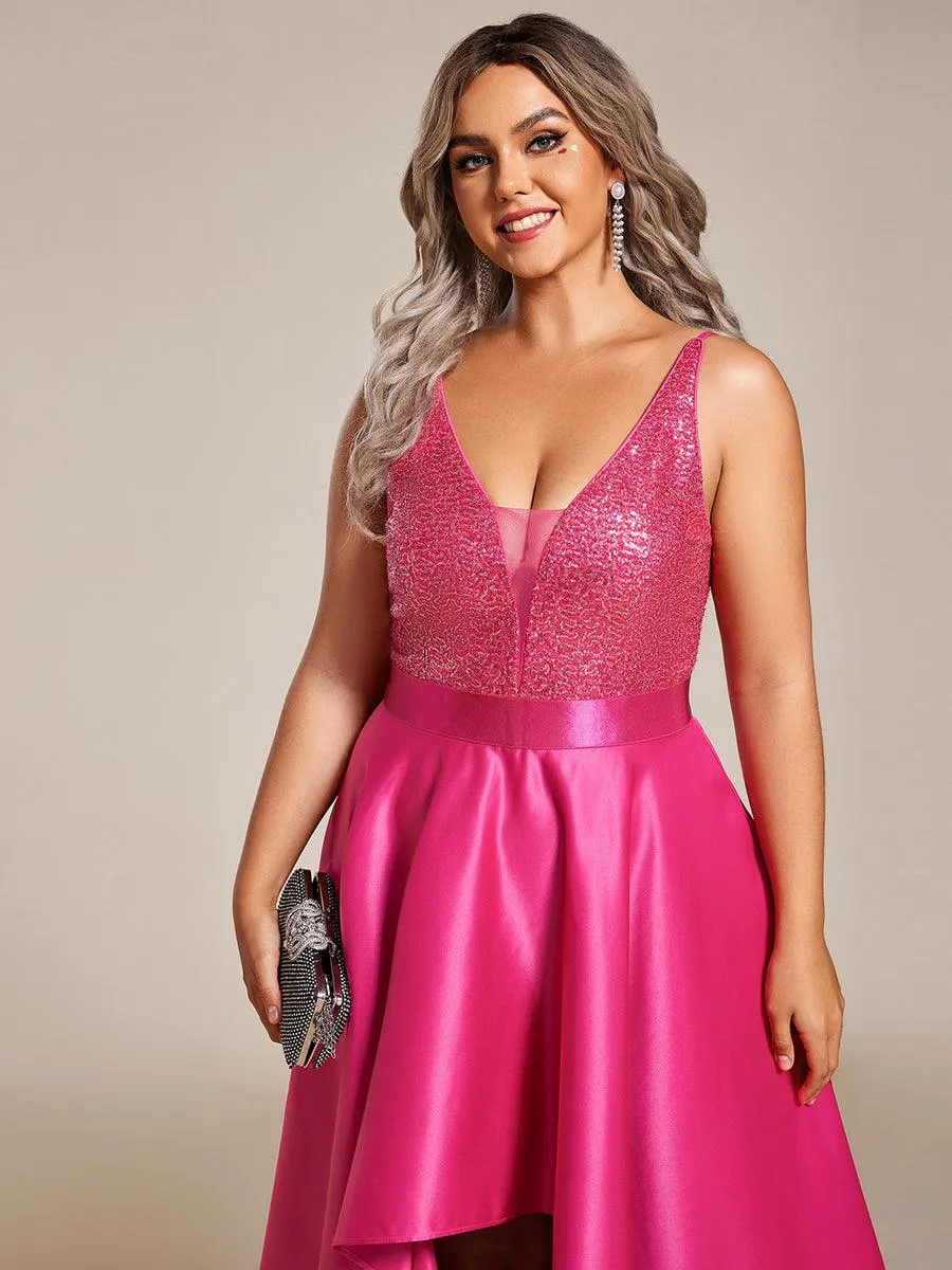 Robe de Bal Scintillante Sexy avec Dos Nu et Ourlet Irrégulier