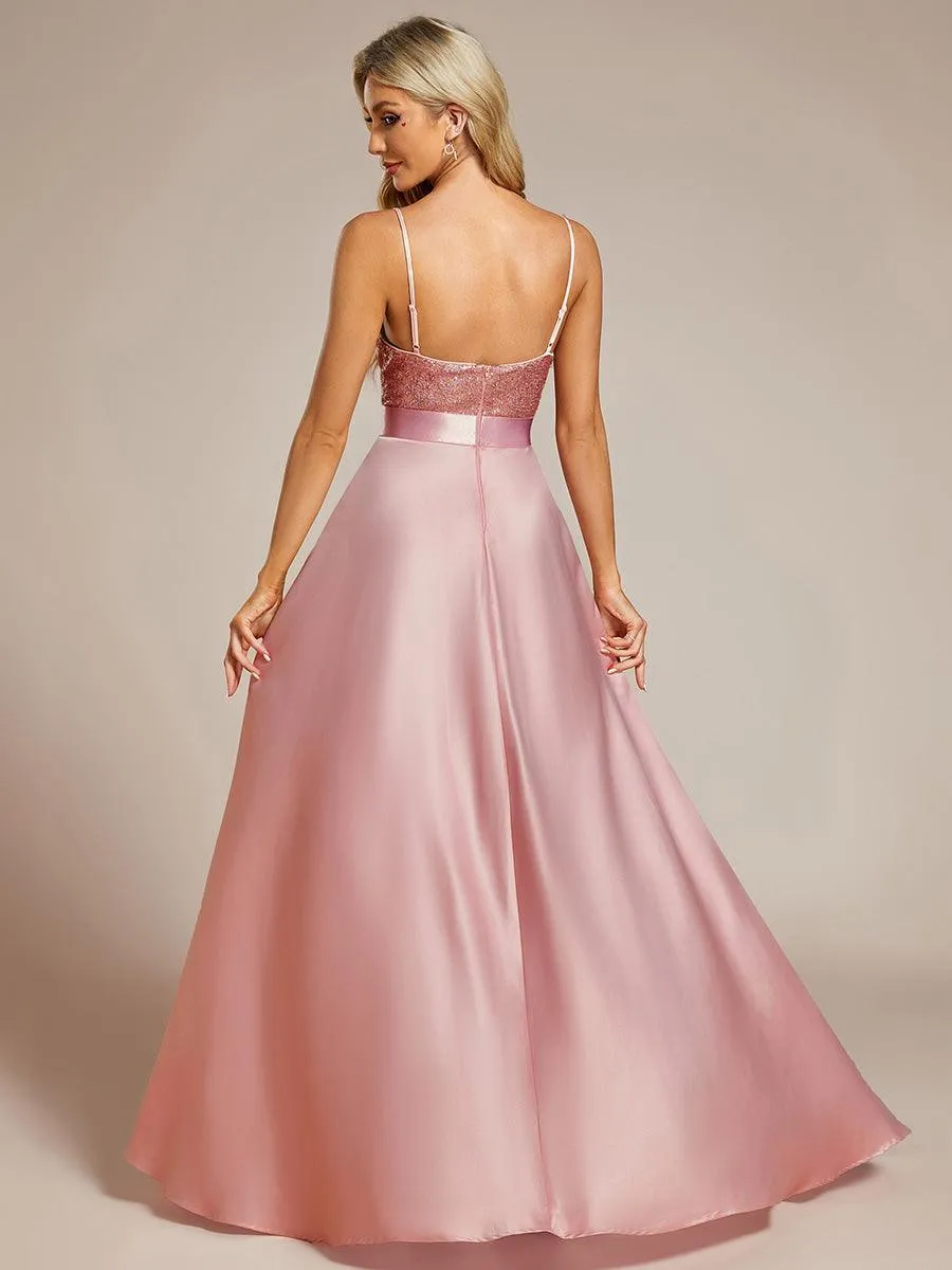 Robe de Bal Scintillante Sexy avec Dos Nu et Ourlet Irrégulier