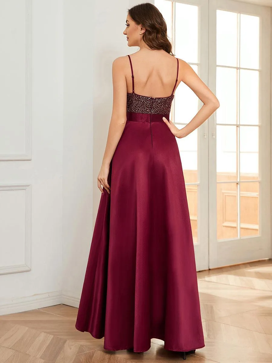 Robe de Bal Scintillante Sexy avec Dos Nu et Ourlet Irrégulier