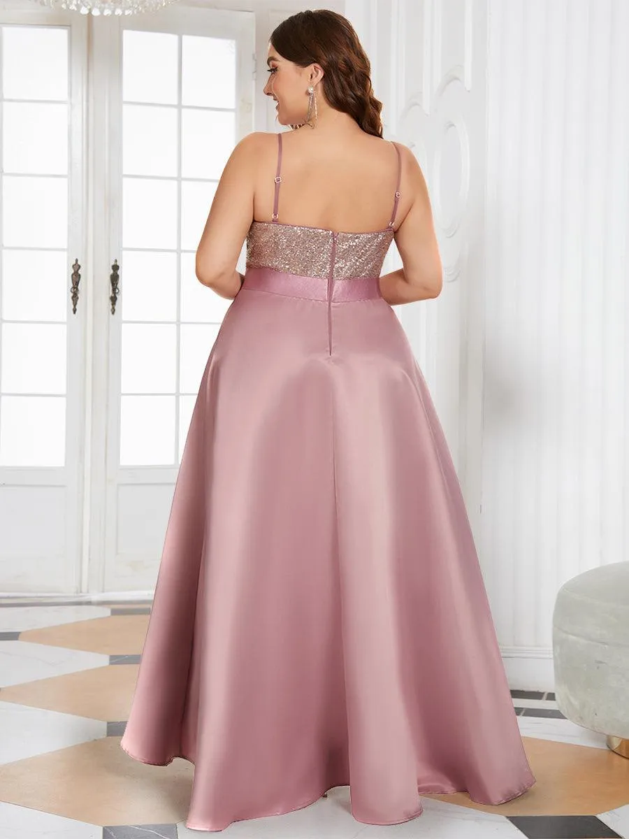 Robe de Bal Scintillante Sexy avec Dos Nu et Ourlet Irrégulier