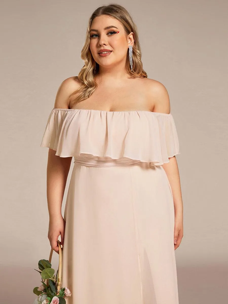 Robe Demoiselle d'Honneur belle Longue Fendue à épaules Dénudées