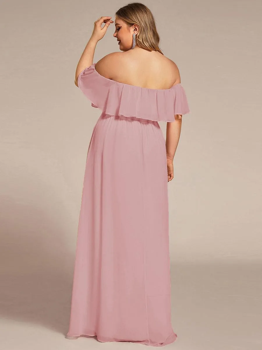 Robe Demoiselle d'Honneur belle Longue Fendue à épaules Dénudées