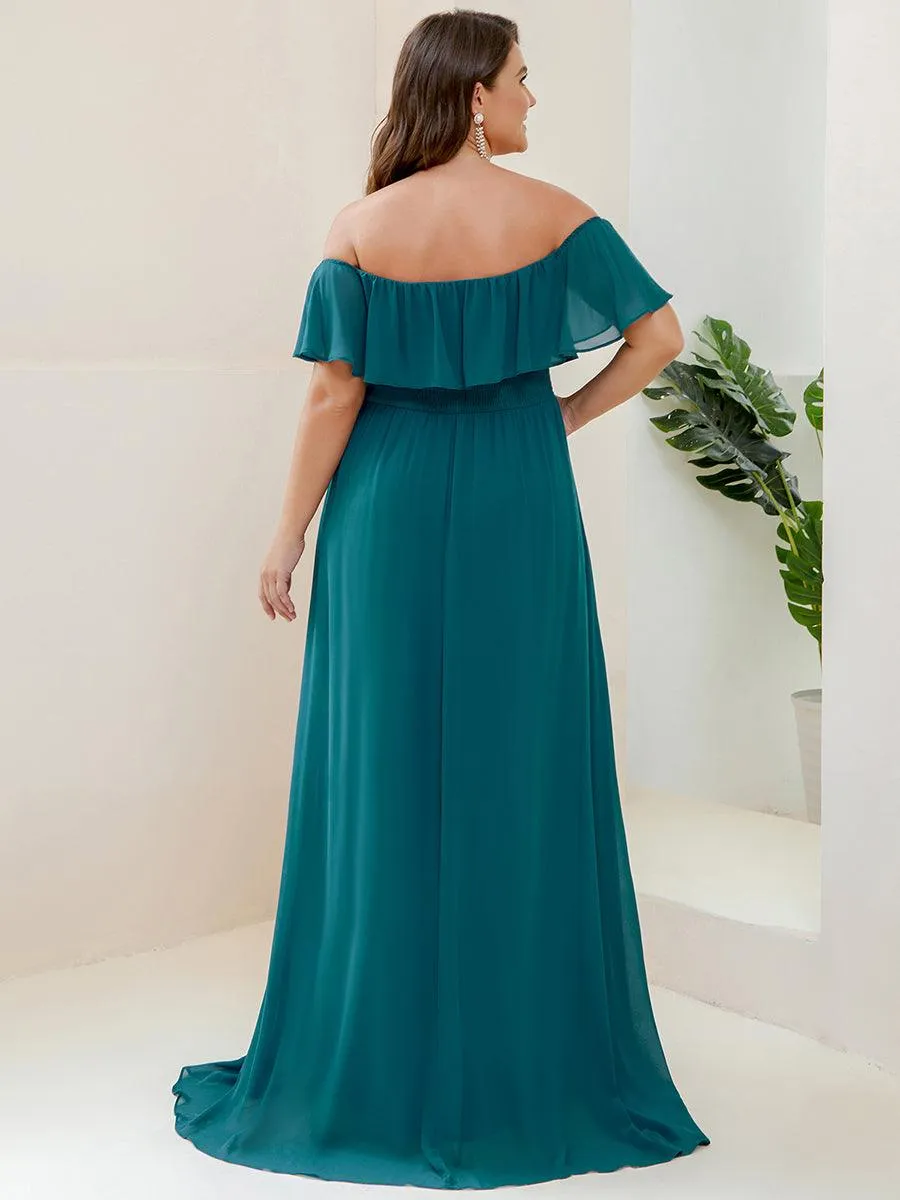 Robe Demoiselle d'Honneur belle Longue Fendue à épaules Dénudées