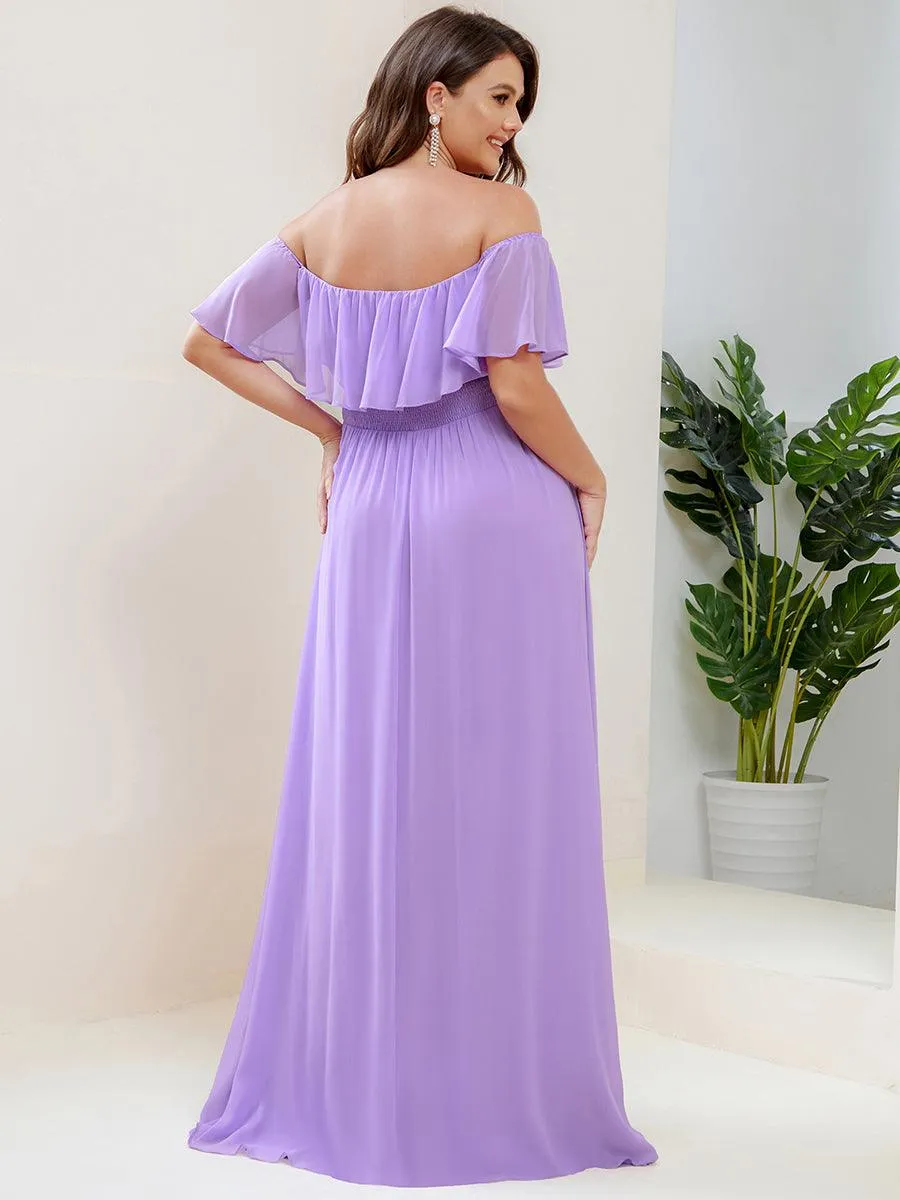 Robe Demoiselle d'Honneur belle Longue Fendue à épaules Dénudées