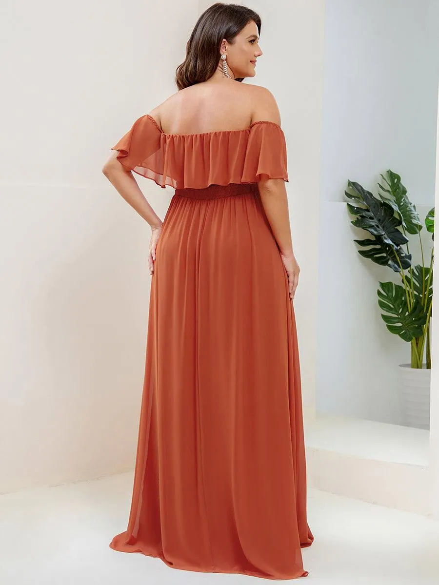 Robe Demoiselle d'Honneur belle Longue Fendue à épaules Dénudées