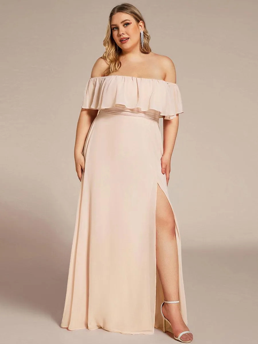 Robe Demoiselle d'Honneur belle Longue Fendue à épaules Dénudées